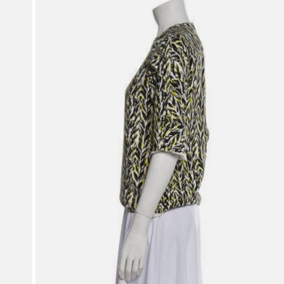 BALENCIAGA White Citron Black Print Structured Crew Neck Decorated Short Sleeve - Picture 10 of 16